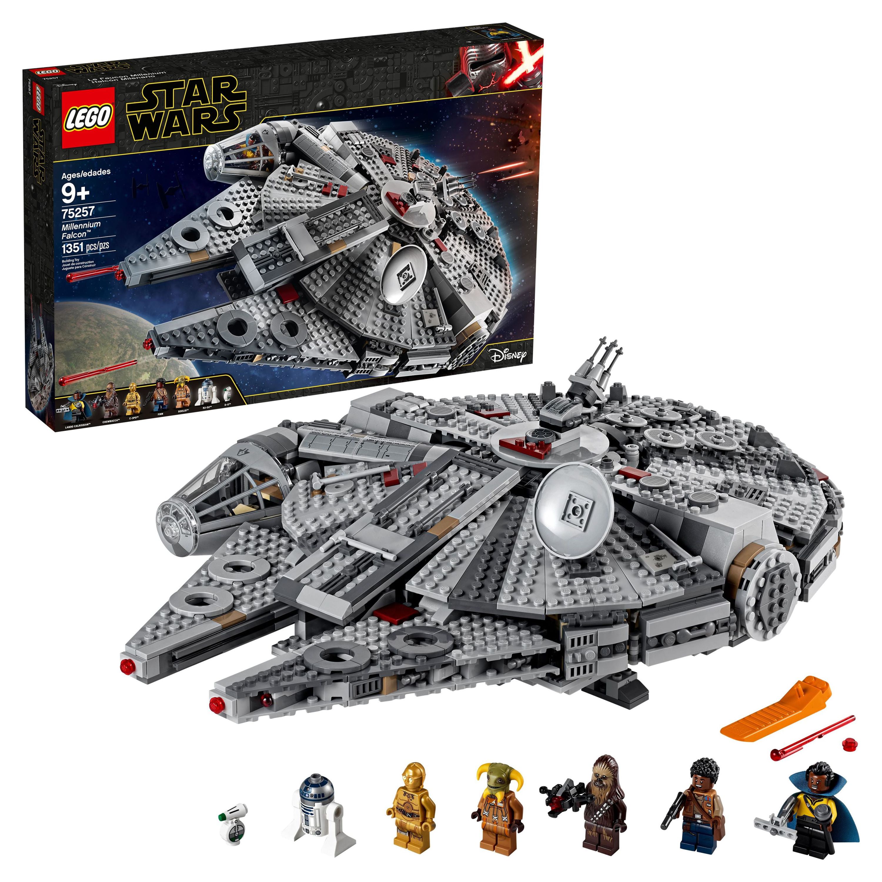 LEGO Star Wars Millennium Falcon 75257 Building Set - Starship Model with Finn, Chewbacca, Lando Calrissian, Boolio, C-3PO, R2-D2, and D-O Minifigures, The Rise of Skywalker Movie Collection - image 1 of 9