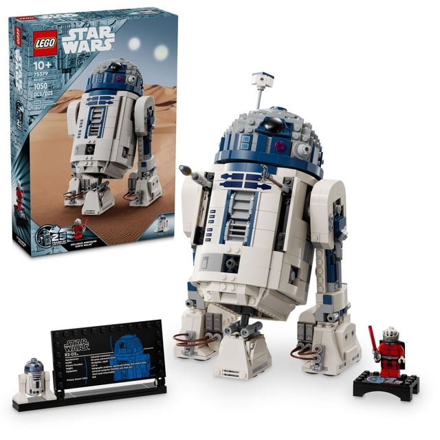 LEGO Star Wars R2-D2 Brick Built Droid Figure, Collectible Star Wars Room Décor with Exclusive 25th Anniversary Minifigure Darth Malak, Creative Play Gift Idea for Kids or Fans Ages 10 and Up, 75379