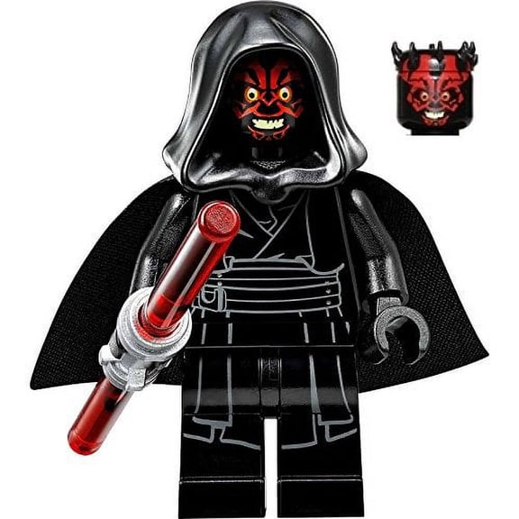 LEGO Star Wars Sith Minifigure - Darth Maul Evil Smile with Horns, Hood, and Lightsaber (75096)