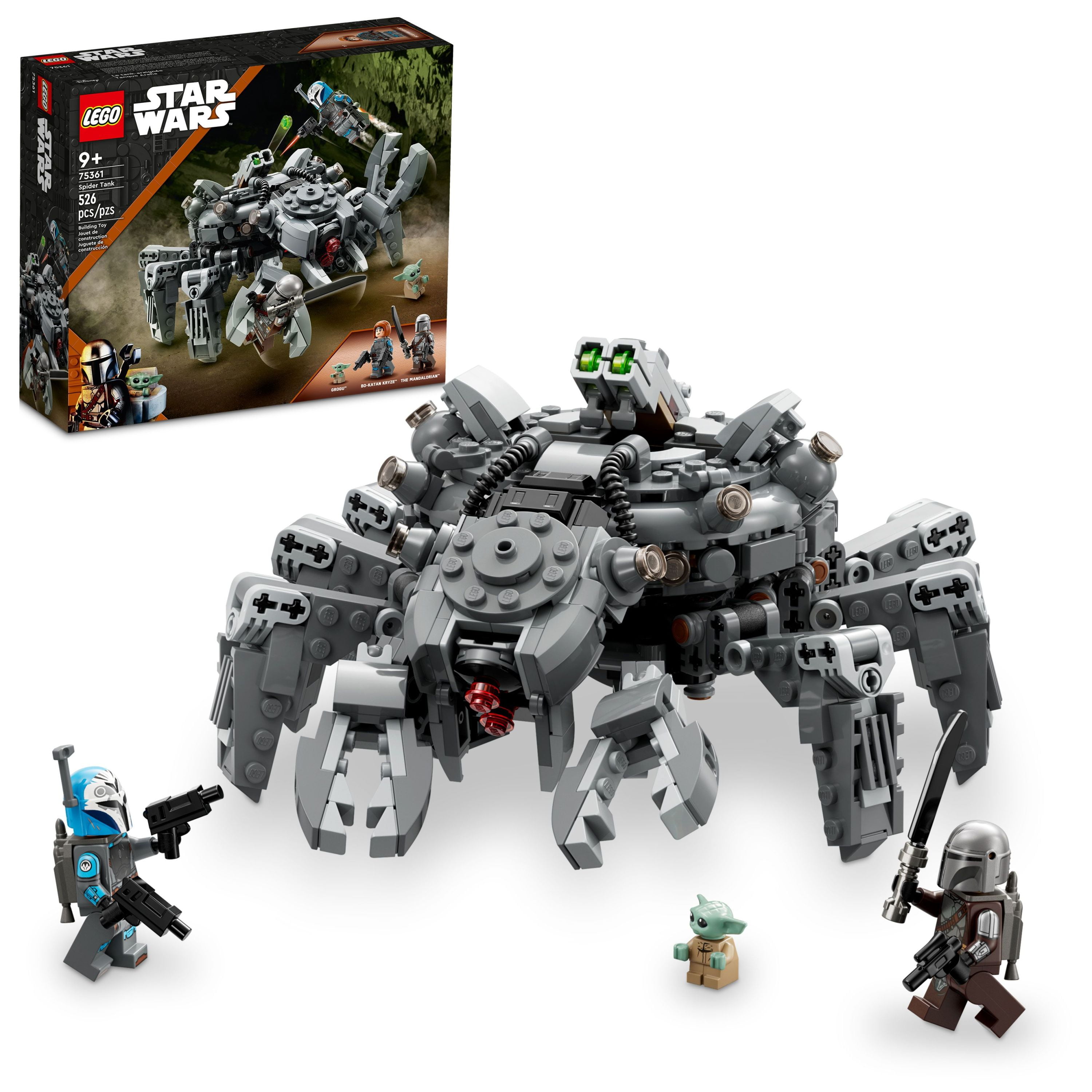 LEGO Star Wars Spider Tank 75361, Building Toy Mech from The Mandalorian  Season 3, Includes The Mandalorian with Darksaber, Bo-Katan, and Grogu  'Baby