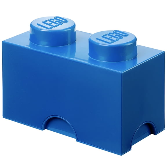 Room Copenhagen: LEGO Storage Brick - 2 Knob Lid, Bright Blue - 9.8 x 4.9 x 7.1" Stackable Plastic Container, Holds 400 Blocks, Toy Home Organizer Box