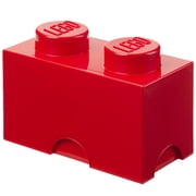 Room Copenhagen: LEGO Storage Brick - 2 Knob Lid, Bright Red - 9.8 x 4.9 x 7.1" Stackable Plastic Container, Holds 400 Blocks, Toy Home Organizer Box