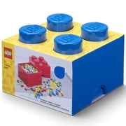 Room Copenhagen: LEGO Storage Brick - 4 Knobs Lid, Blue - 9.8 x 7.1", Stackable Plastic Container, Holds 800 Building Blocks, Toy Home Organizer Box