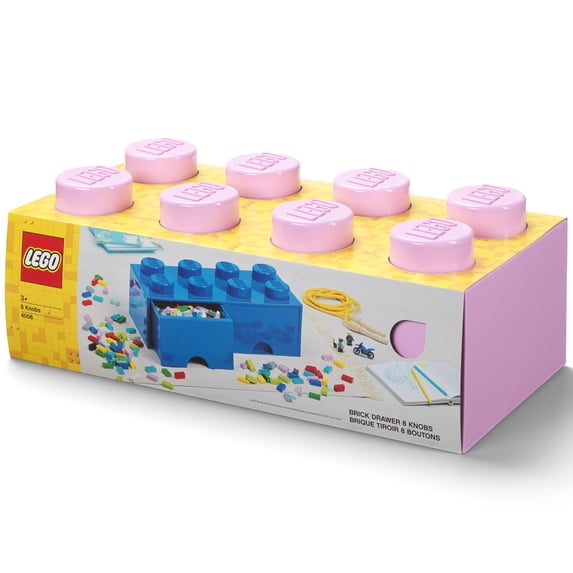 Room Copenhagen: LEGO Brick 2 Drawer Storage - 8 Knobs, Light Pink - 19.7 x 9.8 x 7.1", Stacking Container, Holds 1600 Blocks, Toy Home Organizer Box