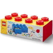 LEGO 8-Knob Stackable Plastic Storage Brick 2 Drawers, Red