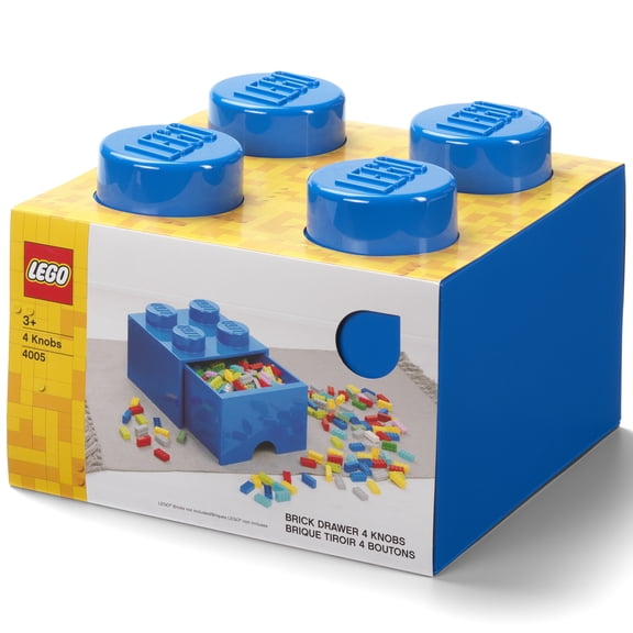 LEGO 4-Knob Stackable Plastic Storage Brick Drawer, Blue