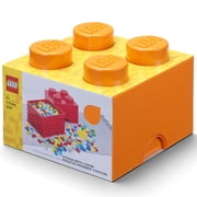 Room Copenhagen LEGO Storage Brick - 4 Knobs Lid, Orange - 9.8 x 7.1", Stackable Plastic Container, Holds 800 Building Blocks, Toy Home Organizer Box