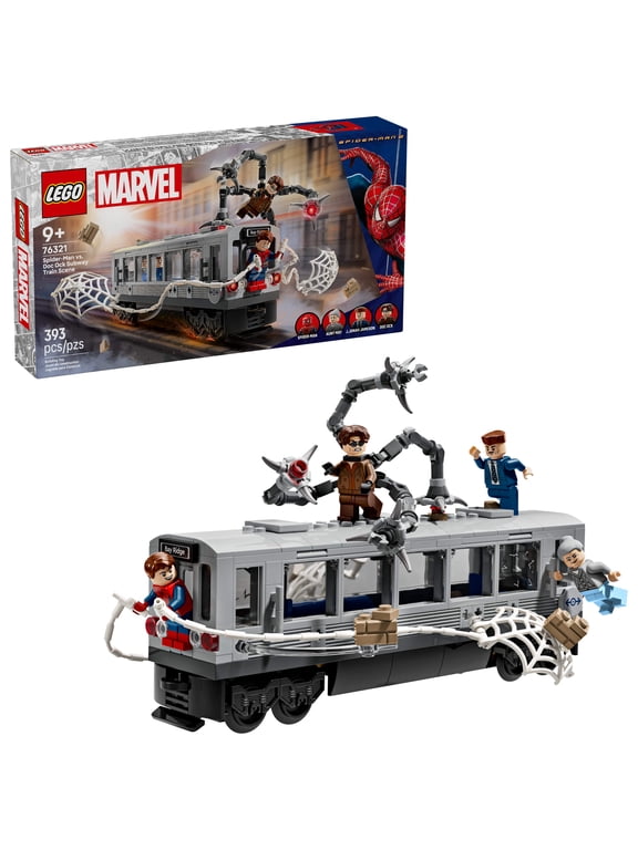 Marvel Spider-Man vs. Doc Ock Subway Train Scene - Action Figures Kids Toy - Spider-Man Building Toy for Boys & Girls, Ages 9+ - Marvel Collectible with 4 Minifigures - Gift for Birthdays -76321