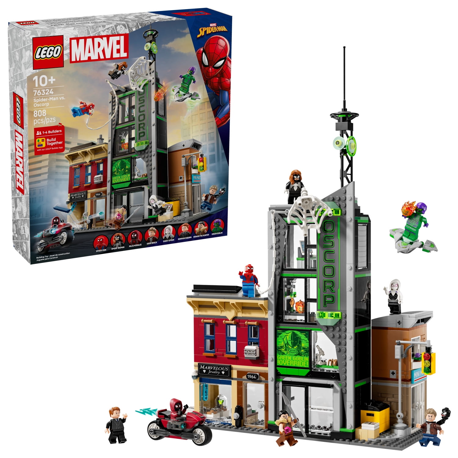 LEGO Marvel Spider-Man vs. Oscorp Building Toy - Pretend Play Set W/8 Toy Minifigures for Boys & Girls, Ages 10+ - Super Hero Building Blocks for Preteens - Cool Gift Idea for Birthdays - 76324