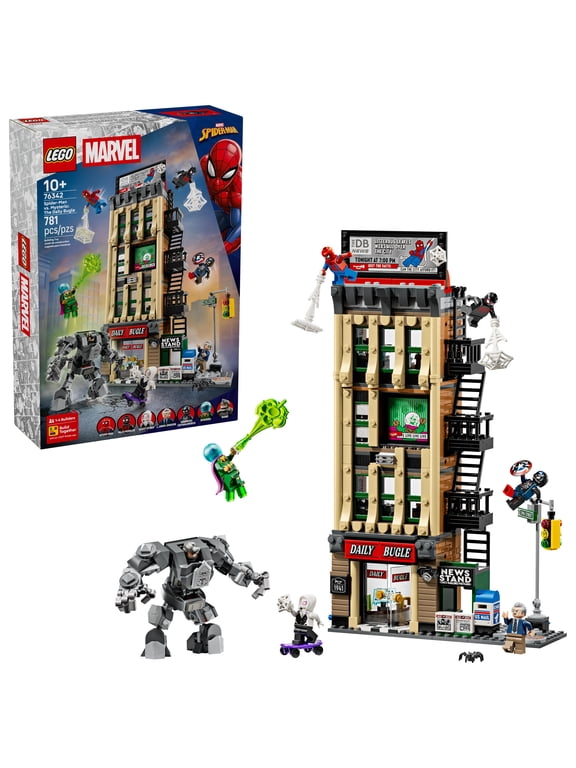 Marvel Spider-Man vs. Mysterio: The Daily Bugle Building Toy - Pretend Play Set with 7 Minifigures & Rhino Mech - Super Hero Toy for Boys & Girls, Ages 10+ - Gift Idea for Birthdays - 76342