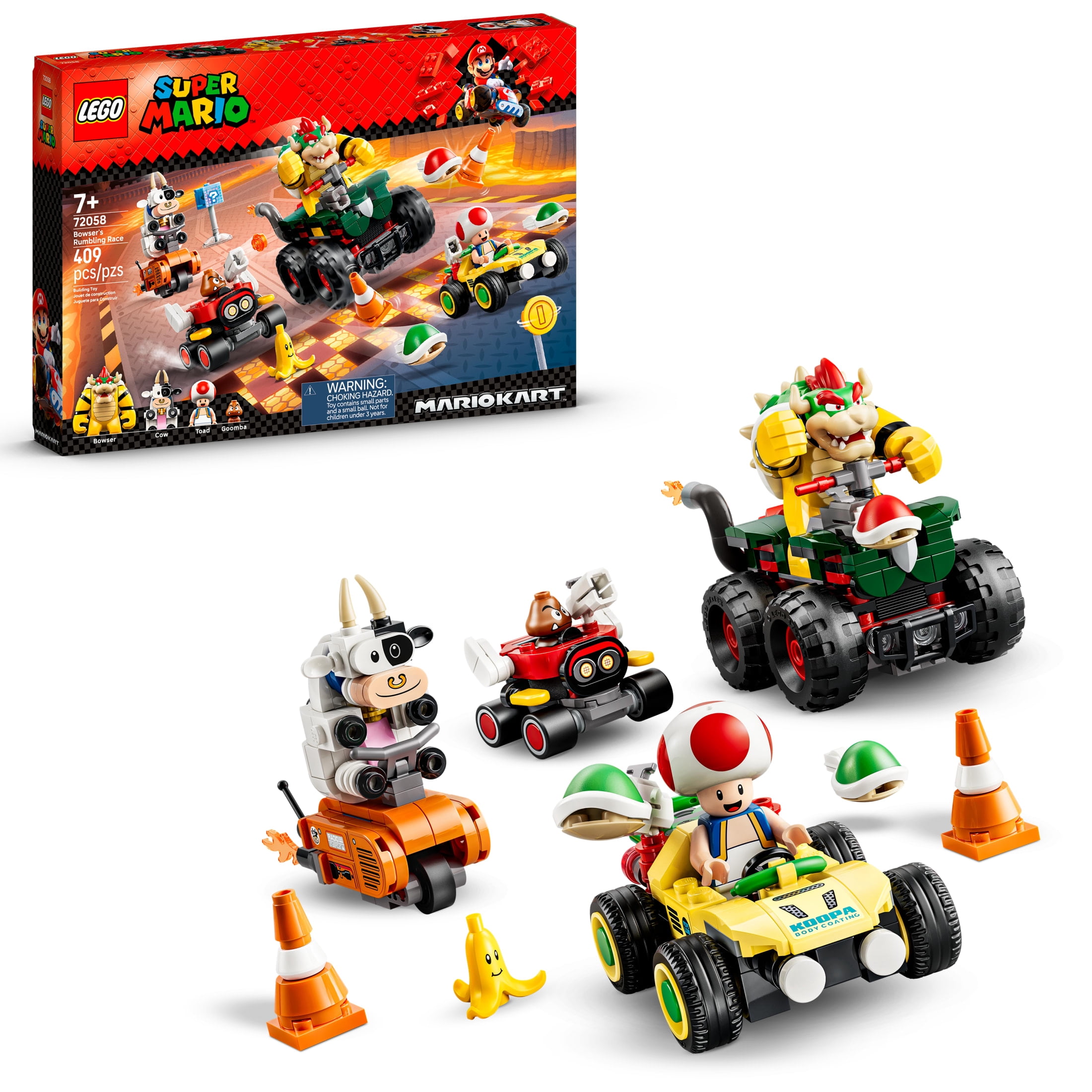 LEGO Super Mario: Mario Kart – Bowser's Rumbling Race - Building Toy for Boys & Girls, Ages 7+ - Toy Cars for Kids - 4 Mario Figures & 4 Karts - Gift for Birthdays - 72058