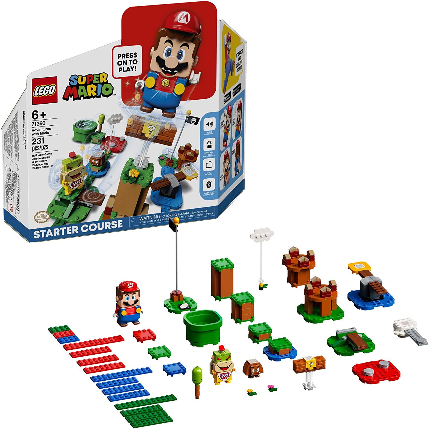 LEGO Super Mario Adventures with Mario Starter Course 71360 Building Kit,  Interactive Set Featuring Mario, Bowser Jr. and Goomba Figures (231 Pieces)  