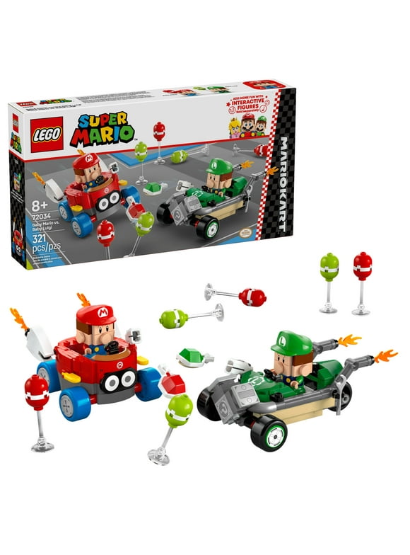 Super Mario: Mario Kart Baby Mario vs. Baby Luigi - Collectible Toy Building Set for Kids, Boys and Girls, Ages 8+ - Nintendo Mario Kart Toy for Fans - Gift Idea for Birthdays - 72034