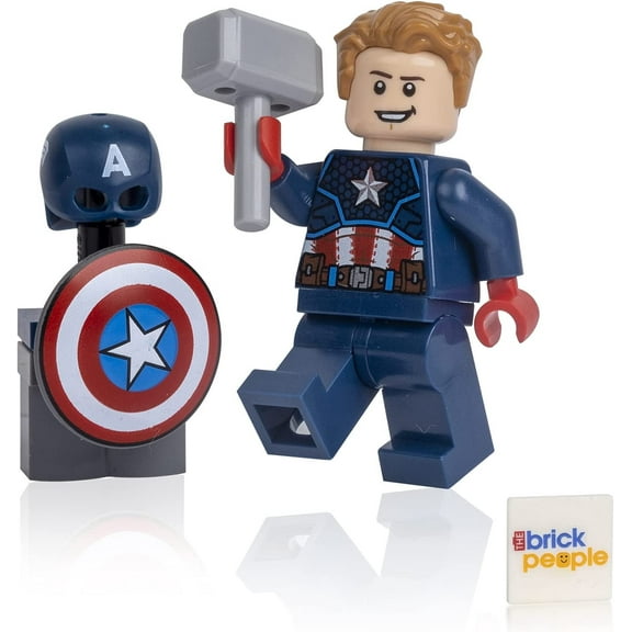 LEGO Superheroes: Captain America Minifigure with Shield, Stand and Hammer (Mjolnir)