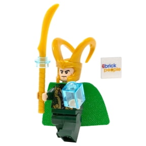 LEGO Superheroes: Loki Minifigure with Scepter and Tesseract and Additional Blue Cape