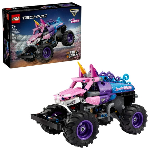 LEGO Technic Monster Jam Sparkle Smash Pull-Back Truck Toy for Boys & Girls - Monster Truck Building Toy W/Pull-Back Racing Action for Kids, Ages 7+ - Gift Idea for Birthdays - 42220