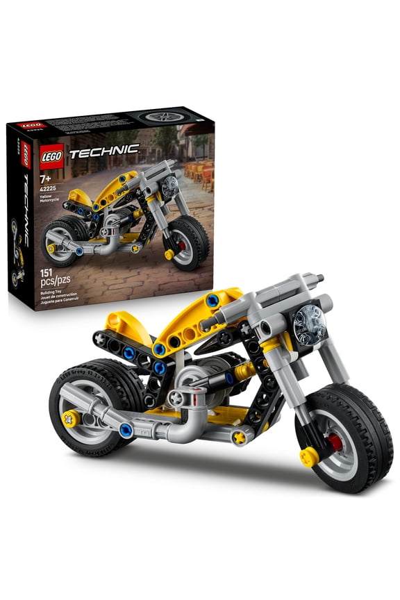 Technic Yellow Motorcycle Toy - Building Toy for Boys & Girls, Ages 7+ - Model Kit with Detailed Features - Bedroom Decor for Kids - Gift for Birthdays - 42225