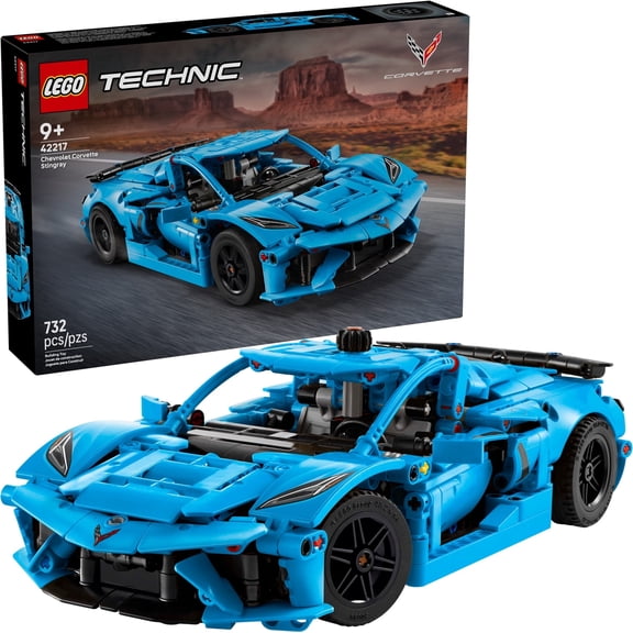 LEGO Technic Chevrolet Corvette Stingray Blue 42217 Building Set, Sports Car Model, Collectible Car Display for Ages 9+