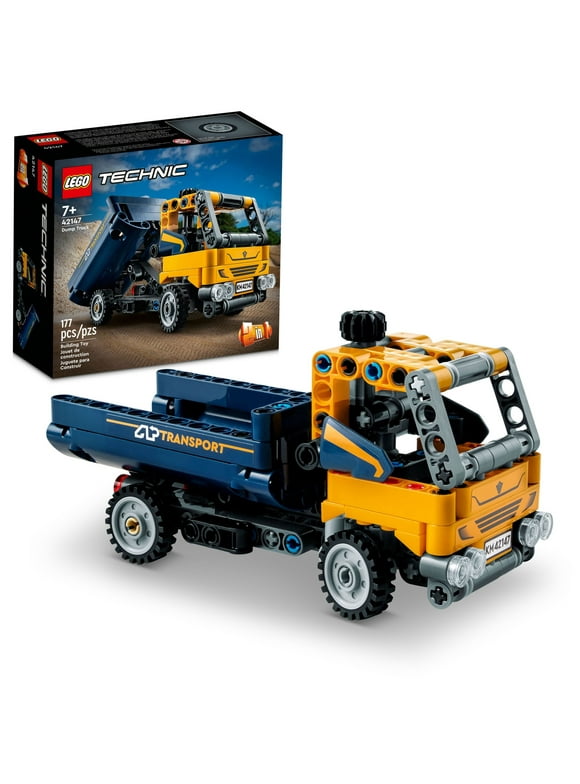 LEGO Technic Dump Truck 2in1 Toy Building Set, Model Construction Vehicle and Excavator Digger Kit, Engineering Building Toys for Back to School, Gift for Kids, Boys, Girls Ages 7+ Years Old, 42147