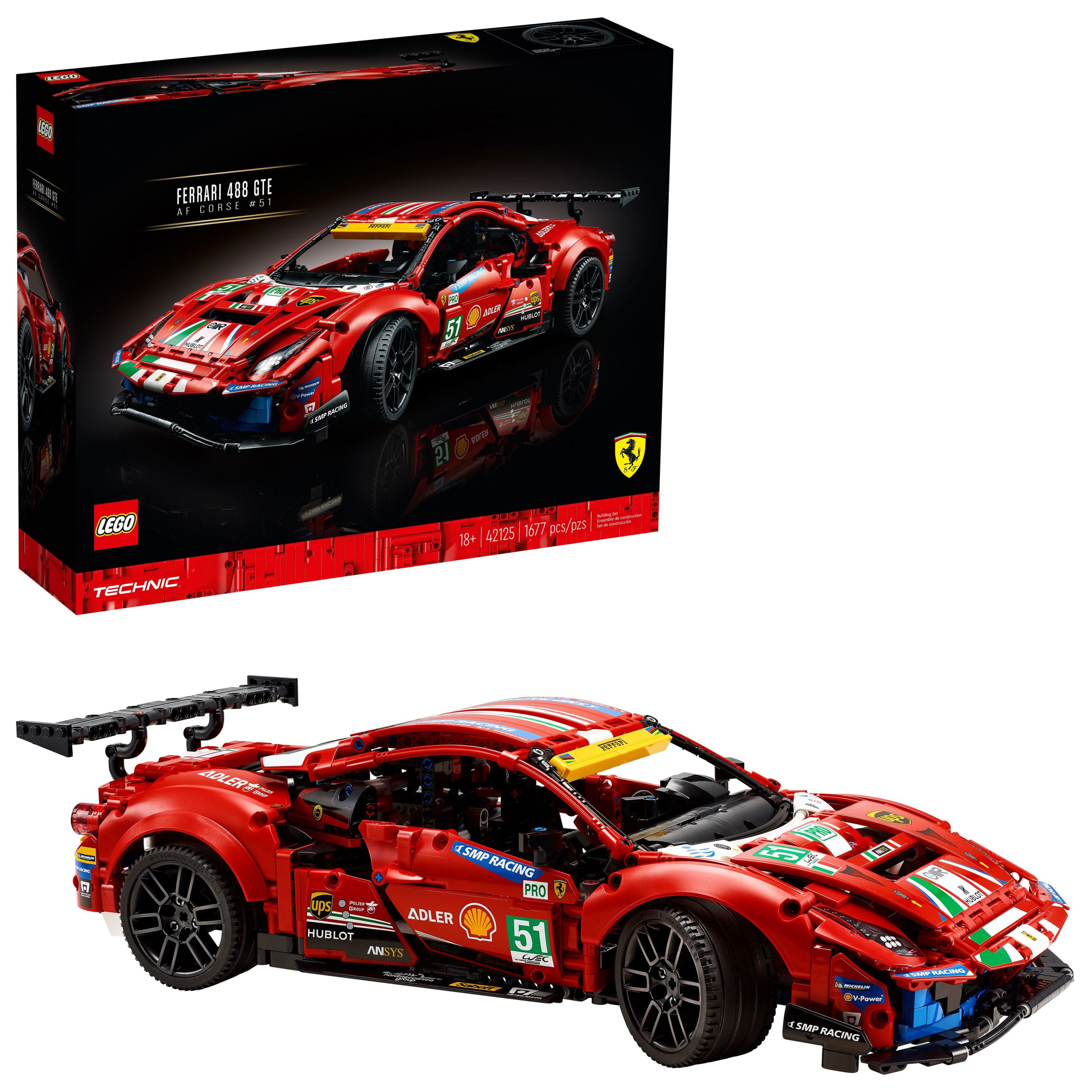 hellige Destruktiv Grænseværdi LEGO Technic Ferrari 488 GTE “AF Corse #51” 42125 Super Sports Car  Exclusive Collectible Model Kit, Collectors Set for Adults to Build -  Walmart.com