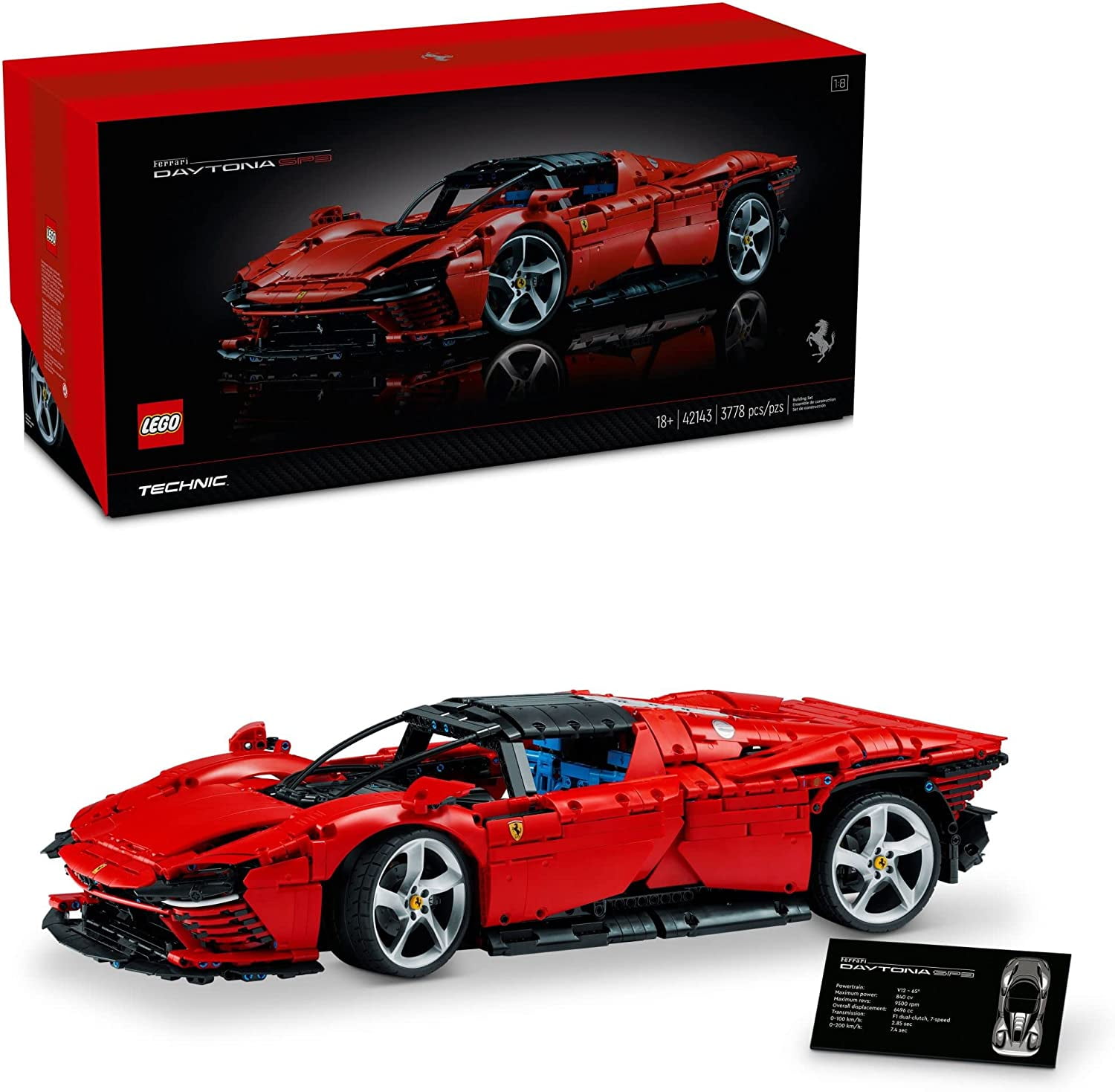 LEGO Technic Ferrari Daytona SP3 42143, Race Car Model Building Kit, 1:8  Scale Advanced Collectible Set for Adults, Gift for Car Lover 