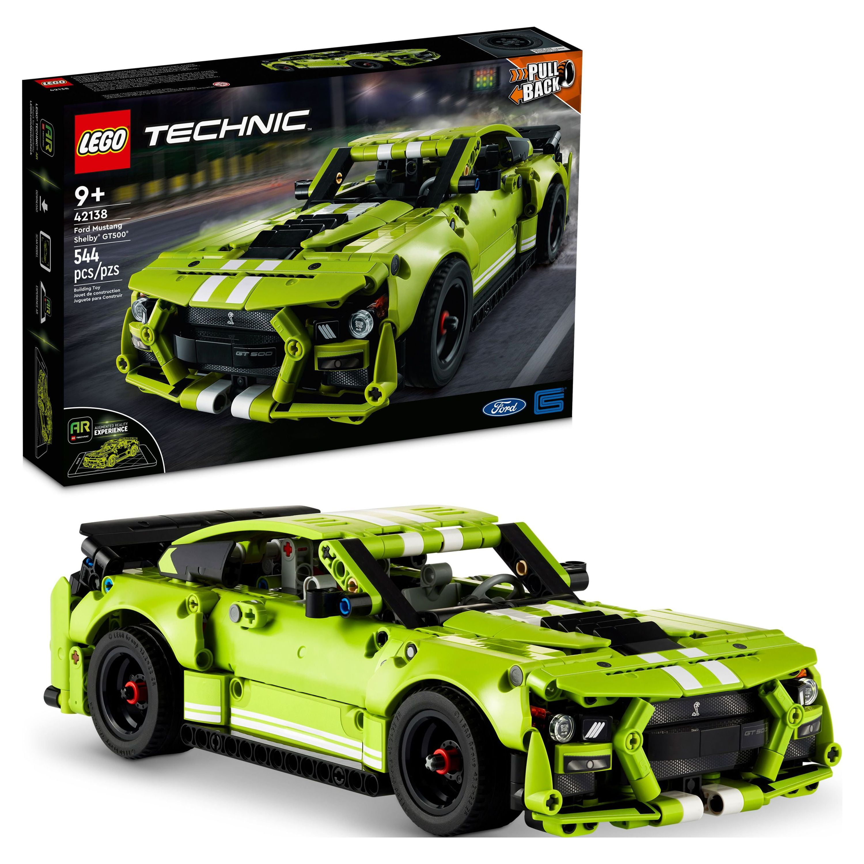 LEGO Technic Ford Mustang Shelby GT500 Building Set 42138 - Pull Back Drag Race Toy Car Model Kit