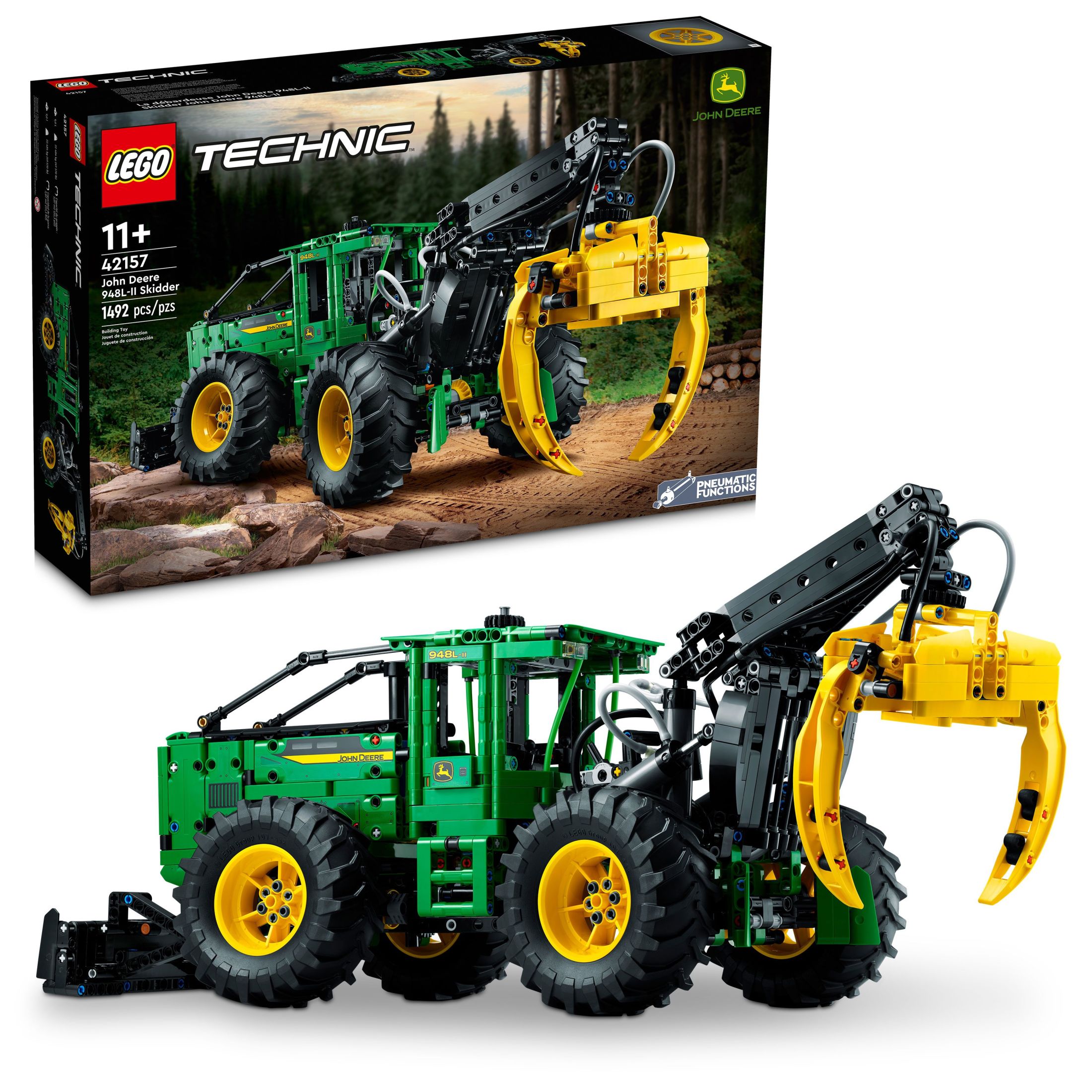 LEGO Technic John Deere 948L-II Skidder 42157 Advanced Tractor Toy Building Kit for Kids Ages 11 and Up, Gift for Kids Who Love Engineering and Heavy-Duty Farm Vehicles - image 1 of 9