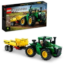 LEGO Technic John Deere 9620R 4WD Tractor Toy 42136 Building Toy - Collectible Model with Trailer, Featuring Realistic Details, Construction Farm Toy for Kids Ages 8+
