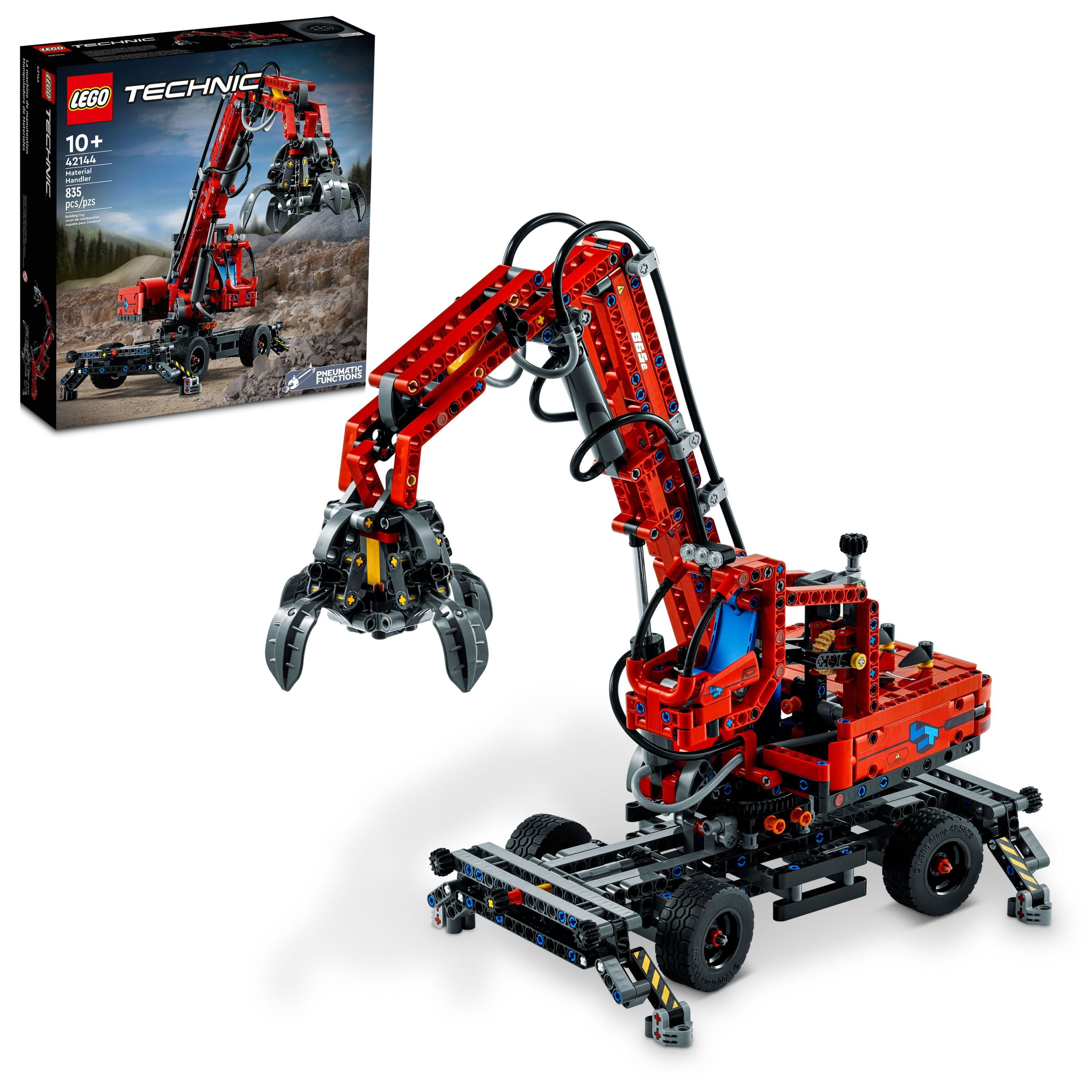 Atticus snack gået i stykker LEGO Technic Material Handler 42144, Mechanical Model Crane Toy, with  Manual and Pneumatic Functions, Construction Truck Building Set,  Educational Toys - Walmart.com