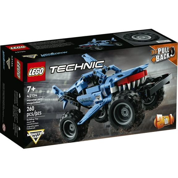 LEGO Technic Monster Jam Megalodon 42134 Model Building Kit; A 2-in-1 Build for Kids Who Love Monster Truck Toys; Kids Will Love Racing This Cool Shark Vehicle; For Ages 7+ (260 Pieces)