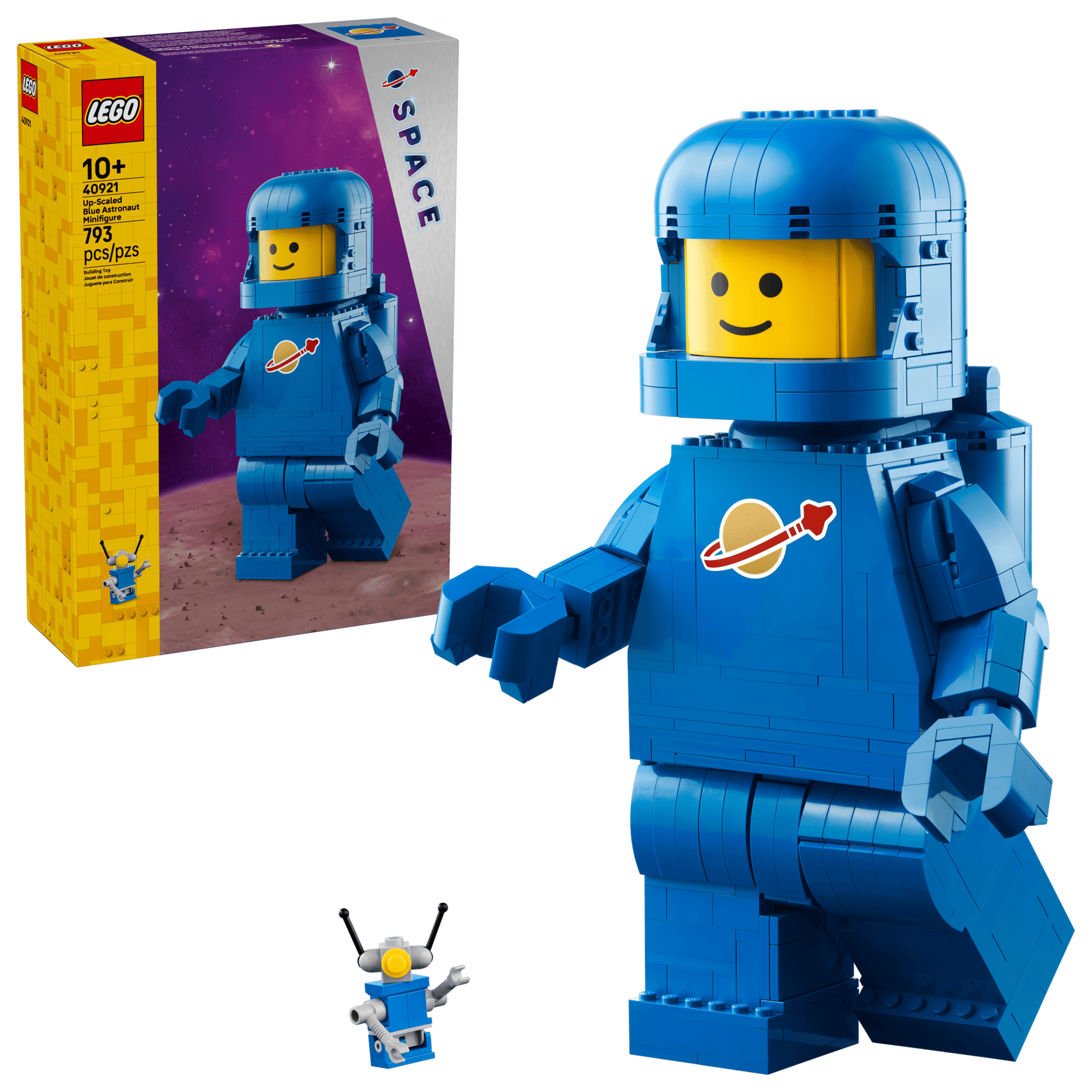LEGO Up-Scaled Blue Astronaut Minifigure – 793-Piece Buildable Space Figure with Movable Parts, Hidden Mini Robot & Rocket, Collectible Display Gift for Kids – 40921