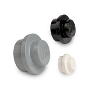 Room Copenhagen LEGO Plastic Wall Hooks Set, 3 Pack, Black, White & Grey