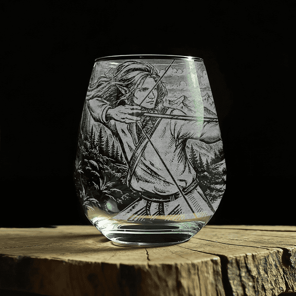 LEGOLAS Laser Engraved 17oz Stemless Wine Glass, Officially Licensed The Lord of the Rings Barware