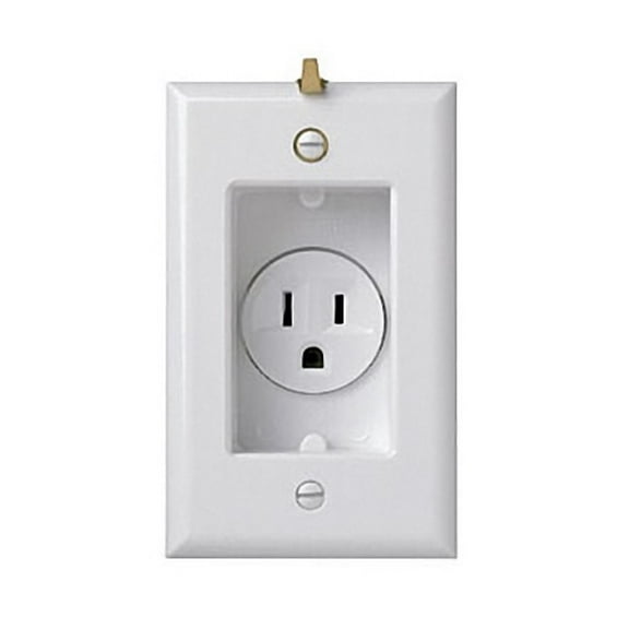 Pass & Seymour S3713-W Recessed TV / Clock Receptacle Non-TR, 15A, 125V, White