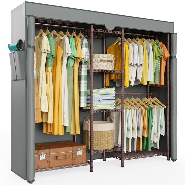 LEHOM G6C Heavy Duty Double Metal Clothes Rack, Layered Clothes Storage