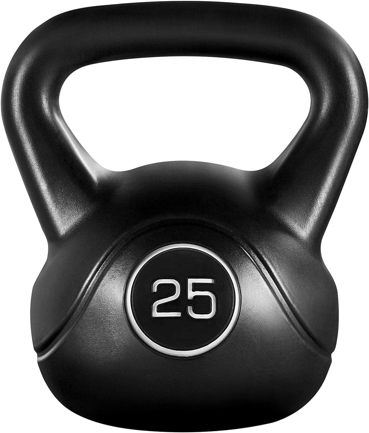 LEHOME 25lbs Kettlebell Weight w/HDPE Coated & Wide Flat Base, Kettle Bell Weights w/Ergonomic Handle for Home Gym Fitness Workout Bodybuilding Weight Lifting, Black