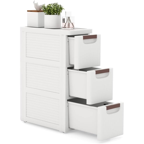 LEHOME 3-Drawer Narrow Storage Cabinet, Slim Rolling Cart, Mobile Plastic Cart Container with Pull Handles, Built-in Wheels, for Living Room, Kitchen, Bathroom, Office (7.5"x16.5"x22.5" (3 Drawer))