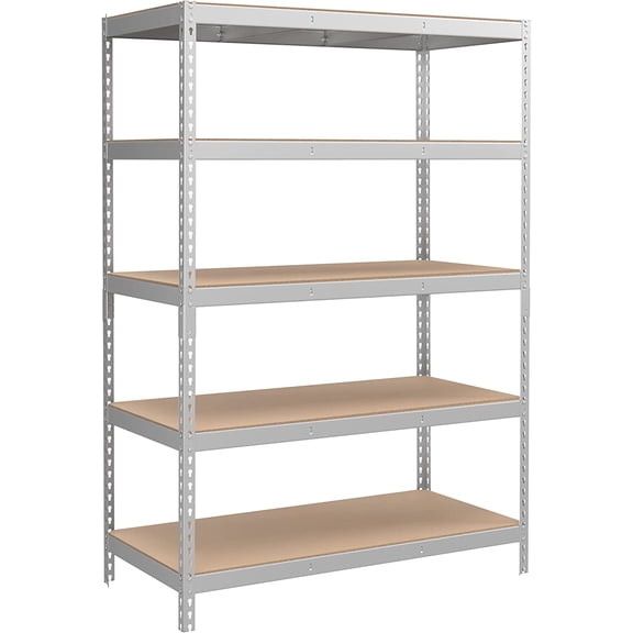 LEHOME 5-Tier Storage Shelves, Load 2310 lb, Garage Storage, Boltless Assembly, Adjustable Shelving Unit, 23.6 x 47.2 x 70.9 Inches, for Study Shed Basement, Silver and Natural Beige UGLR600E01