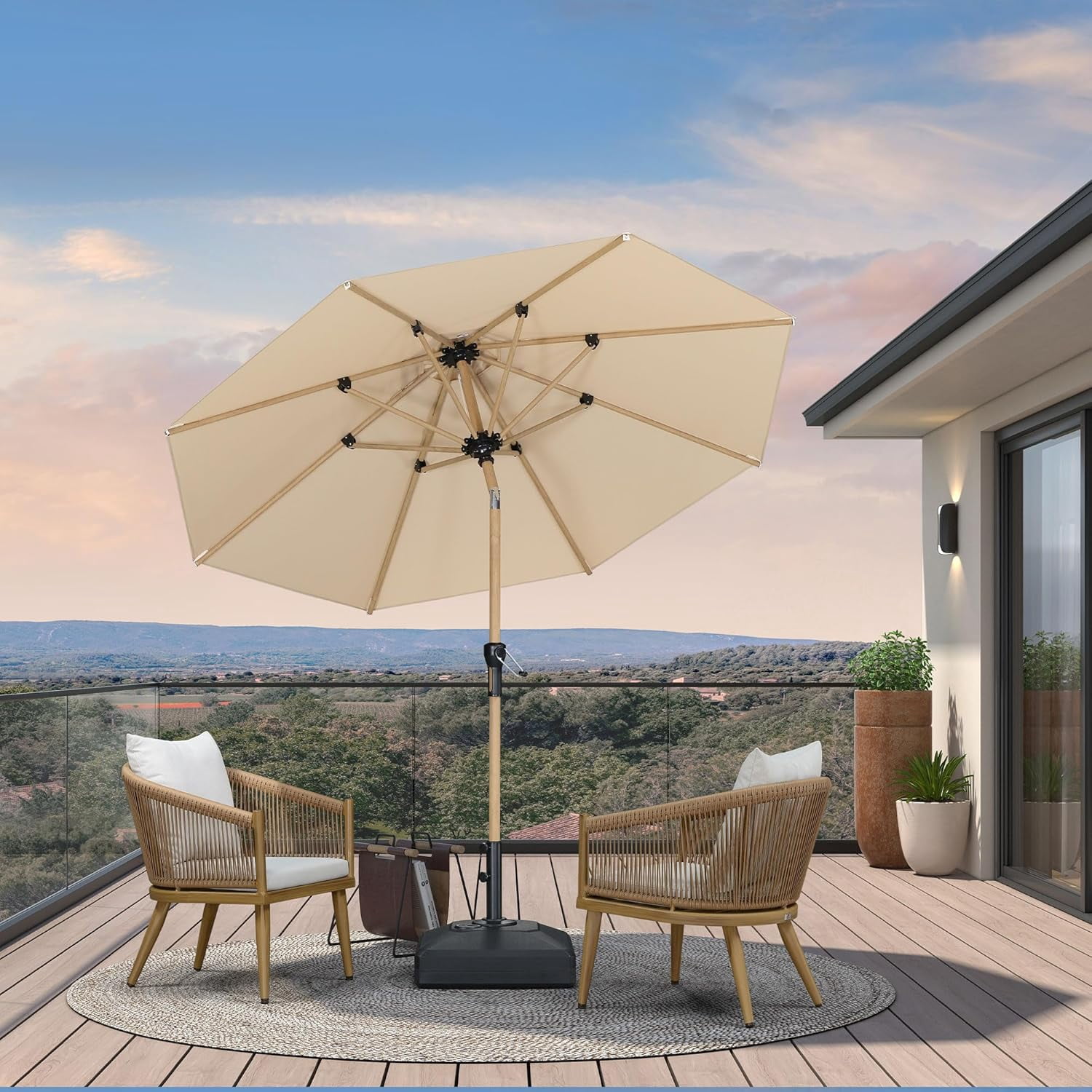 8 feet patio umbrella MASTERCANOPY for Outdoor Market Table Ribs 9FT / Red tune the tilt with an intuitive handle to chase or block the sun PURPLE LEAF 8 ft. Square