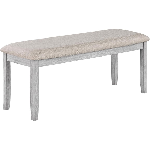 LEHOME Dining Room Bench, Wood Kitchen Table Bench with Upholstered, Entryway Bench, Bedroom Bench for End of Bed, 45 x 15 x 19.5 Ottoman Bench, Indoor Bench Rubber Bench Seat,Brown/Grey