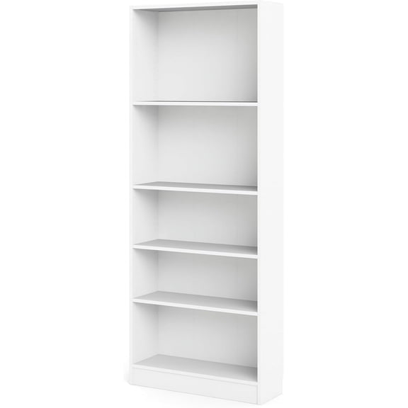 LEHOME Element Wide 5 Shelf Bookcase, Tall, White