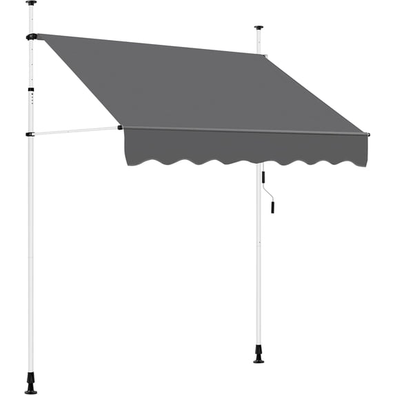LEHOME Manual Retractable Awning, 78"×118" Outdoor Sunshade Shelter Angle & Height Adjustable NO Drilling Patio Door Window Awnings, Canopy with UV Protection for Backyard, Dark Gray