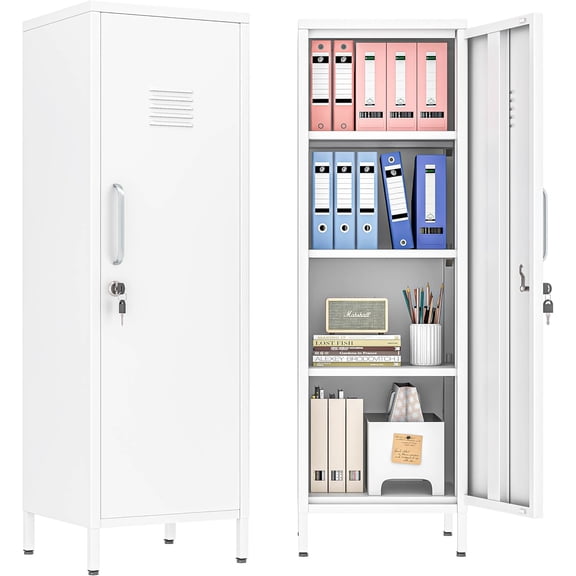 LEHOME Metal Locker Storage Cabinet, Steel File Cabinet with Door and Shelves, Locked Storage Cabinet for Small Spaces, Locker for Employees, Storage Locker for Office Garage School Gym