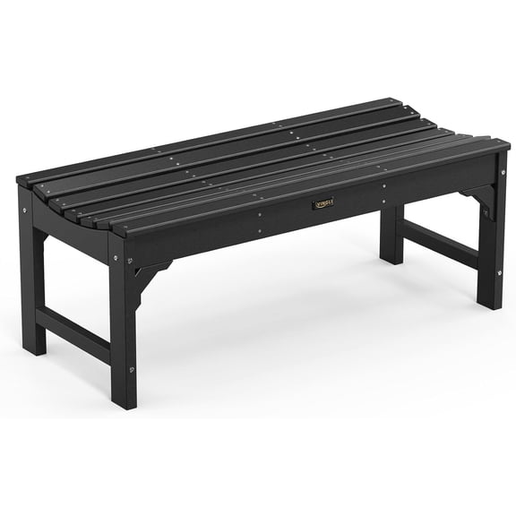 LEHOME Outdoor Bench Garden Bench HDPE Porch Bench, All-Weather Patio Bench, Poly Lumber Oversized Park Bench 800 lbs Weight Capacity (Black)