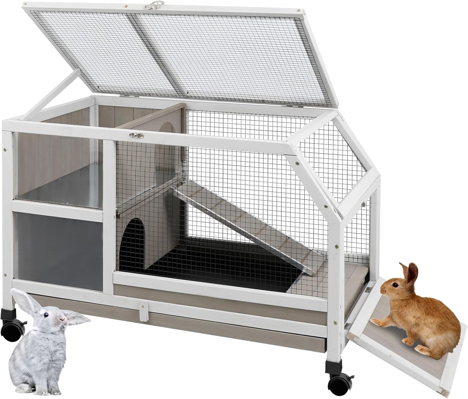 LEHOME Rabbit Hutch Indoor - Weatherproof, Multi-Level, Easy Assembly, Lockable, and Comfortable