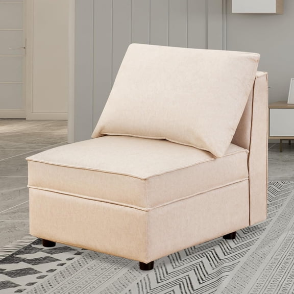 LEHOME Sectional Sofa Couches for Living Room - Convertible Armless Sofa Chair with Storage, High Supportive & Soft Sponges, Modular Sectionals Sofa for Apartment, Office, Small Space(Beige)