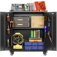 thumbnail image 1 of LEHOME Storage Cabinet with Wheels and Pegboard, Rolling Garage Storage Cabinet with Locking Doors and Adjustable Shelf, Heavy Duty Steel Utility Cabinet for Home Office, Assembly Required, 1 of 8