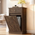 thumbnail image 1 of LEHOME Tilt-Out Trash Can Cabinet, 10 Gallon Laundry Hamper Cabinets with Drawers, for Kitchen, Dining Room and Living Room (Brown, 1 Piece), 1 of 7