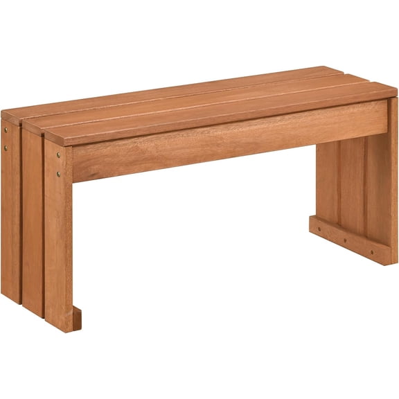 LEHOME Wood Outdoor Garden Bench, 2-Person Patio Backless Bench with Solid Wooden Frame, Wooden Plant Stand with 440 LBS Weight Capacity, Outside Bench for Backyard, Porch, Entryway, Park