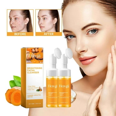 LEHOZIHEQ 2pcs Turmeric Face Wash, Skin Brightening Turmeric Liquid Soap for Discoloration –Natural Anti Aging Exfoliating Turmeric Facial Cleanser for Spots, Acne, Sun Damage –Turmeric Soap Skincare